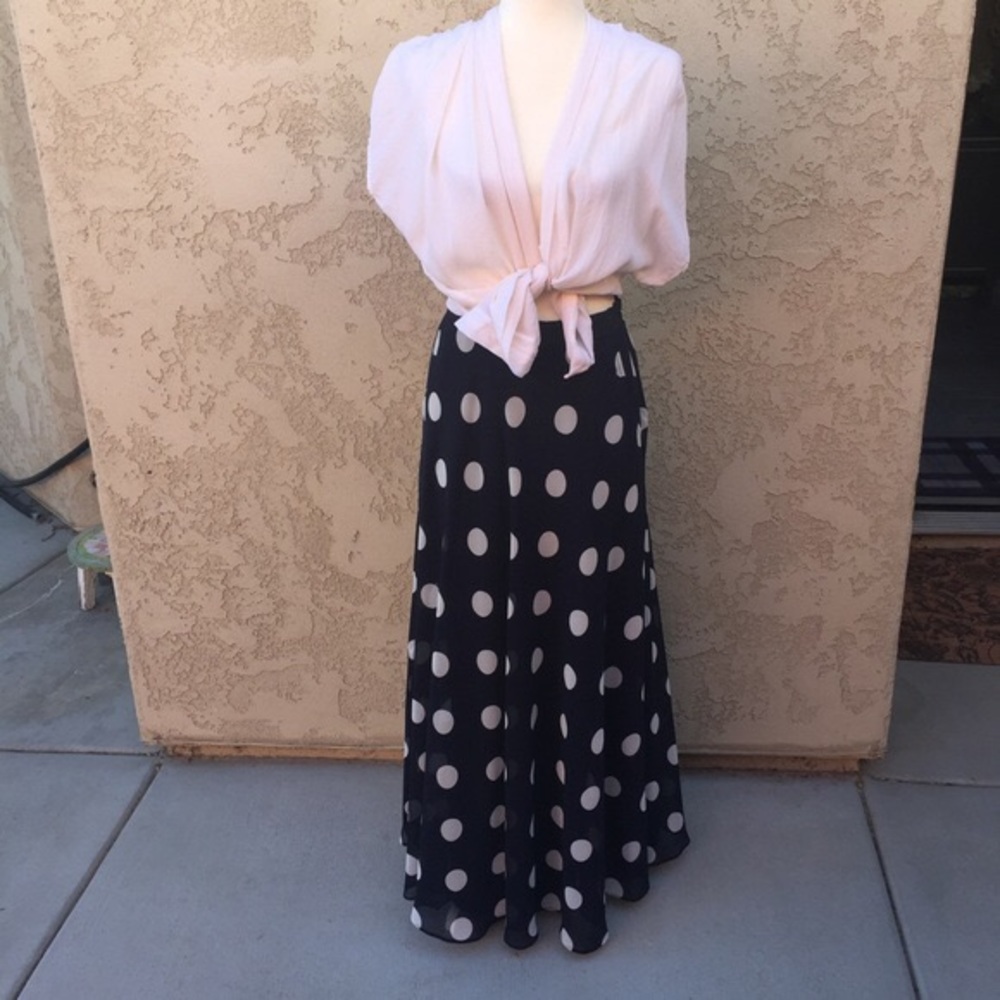 NWOT Joseph Ribkoff Navy Polka Dot Maxi Skirt